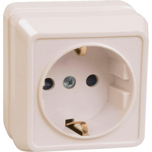 Розетка 1-м ОП Октава РС20-3-ОКм 16А IP20 с заземл. крем. ERO11-K33-16-DC