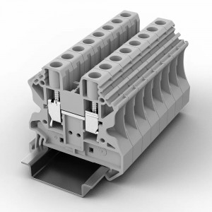Проходная клемма UUK-6-GY, Проходная клемма, тип фиксации провода: винтовой, номинальное сечение: 6 мм кв., 41A, 1000V, ширина: 8,2 мм, цвет: серый, тип монтажа: DIN35