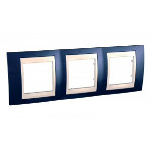 UNICA ХАМЕЛЕОН РАМКА 3-постовая, горизонтальная, БЕЖЕВЫЙ/ ИНДИГО C3(+) MGU6.006.542