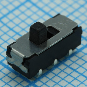 JS202011JCQN, Переключатель движковый вертикальный две группы (ON-ON) 0.3А 6В, высота движка 2мм, 5000 циклов, SMD лента на катушке