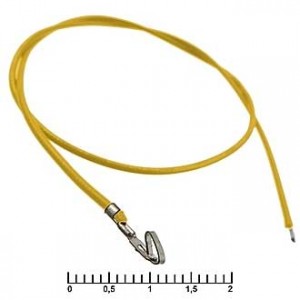 HU 2,54 MM AWG26 0,3M YELLOW, Разъем питания низковольтный HU 2,54 мм AWG26 0,3m желтый, 1 контакт