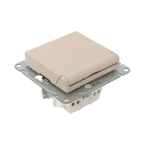 Механизм розетки, 16А, IP44, с заземлением, со шторками, c крышкой, кремовый Эпика EKF UP1-SOI-111-44