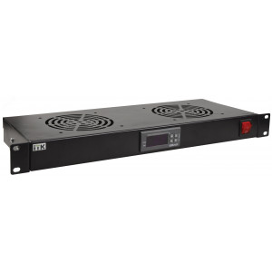 Модуль вентиляторный 19 дюймов 1 юнит 2 вентилятора с цифровым термостатом FM05-1U2TS-R