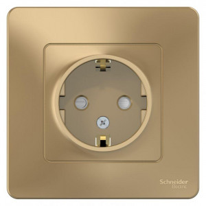 Розетка 1-м СП Blanca 16А IP20 250В с заземл. защ. шторки титан SE BLNRS001114