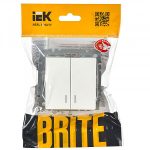 Выключатель 2-кл. СП BRITE ВС10-2-1-БрБ 10А с инд. бел. BR-V20-1-10-K01