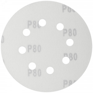 Круги шлифовальные с отверстиями (липучка), алюминий-оксидные, 125 мм, 5 шт Р 80 39664