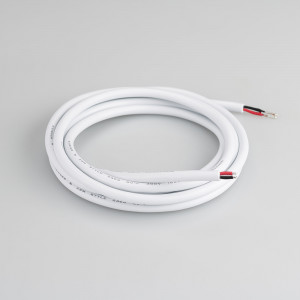 Провод питания ARL-MOONLIGHT-20AWG-2W-D4.5-CU-2000 White 025549, Провод питания для гибкого неона MOONLIGHT. 2 проводника, калибр проводника 20AWG, материал проводника - лужёная медь, внешний диаметр 4,5 мм. Внешняя оболочка - ПВХ белого цвета. Длина кабеля в отрезке - 2000 мм.