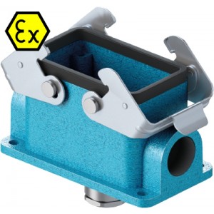 Закрытое основание разъема EX EX GUT GD10 M20 09IA Z0, Основание разъема на панель, закрытое, типоразмер 10B, взрывозащита, с уплотнителем, 1 кабельный ввод M20x1,5, IP54, с нижним расположением, с двумя защелками, без защитной крышки, материал корпуса: цинковый сплав