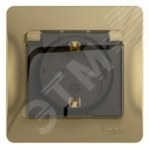 Розетка 1-м СП Glossa 16А IP44 с заземл. защ. шторки с крышкой в сборе титан SE GSL000448