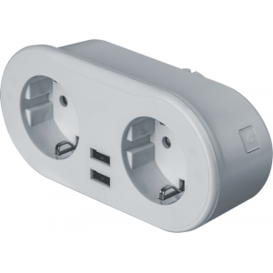 Разветвитель 2-м с заземл. 14 556 Smart Home NSH-ST-02 2хUSB с управлением по WI-FI бел. 14556