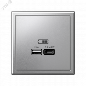 ARTGALLERY USB розетка A + тип-C 45Вт высокоскор.заряд. QC, PD, механизм, алюминий GAL000329