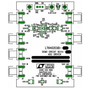 DC954A-A, Средства разработки интегральных схем (ИС) усилителей LT6402-6 300MHz diff In/Out ADC Driver