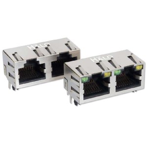HCJT2-802SK-L12, Модульные соединители / соединители Ethernet Shielded 1x2 Tab-Up RJ45 G/Y LED