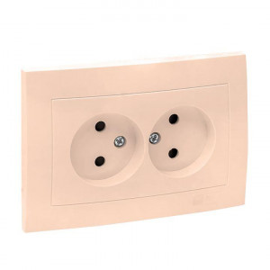 Валенсия розетка 2-местная б/з 10А кремовая с защ. штор. PROxima EWR10-102-20