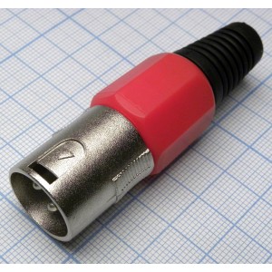 CANNON 78R 3M, Аудио разъём XLR - вилка кабельная, 3 контакта, цвет - красный