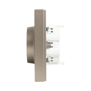 Механизм розетки двойной, 16А, с заземлением, без шторок, с рамкой, шампань Эпика EKF UP1-SOC-210