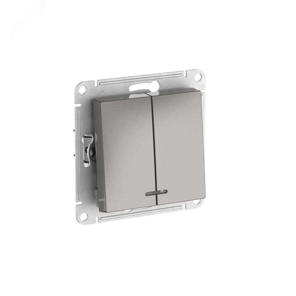 Изображение товара ATLASDESIGN 2-клавишный выключатель с подсветкой, сталь, схема 5А, 10АХ