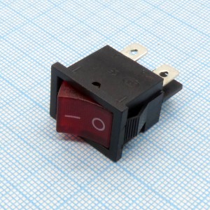 SWR-45, Выключатель 220В 4 контакта 18х13мм, B100R, черный с красной подсветкой, крепление защелка