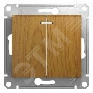 Выключатель 2-кл. СП Glossa 10А IP20 (сх. 5а) 10AX с подсветкой механизм дуб SE GSL000553