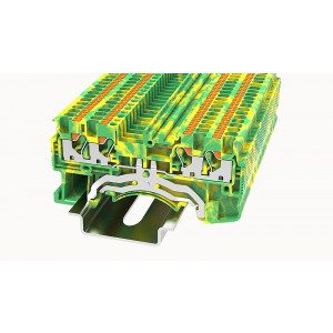 DS1.5-QU-PE-01P-1C-00Z(H), Заземляющая клемма, 4 точки подключения, тип фиксации провода: Push-in, номинальное сечение: 1,5 мм кв., ширина: 3,5 мм, цвет: желто-зеленый, тип монтажа: DIN35