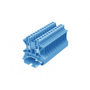 Проходная клемма TU4-2-BU, Проходная клемма, тип фиксации провода: винтовой, номинальное сечение: 4 мм кв., 32A, 1000V, ширина: 6,2 мм, цвет: синий, тип монтажа: DIN35