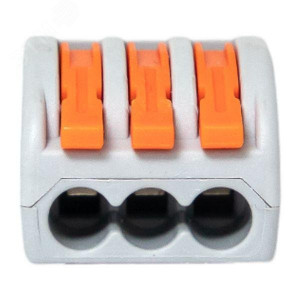 Клемма строительно-монтажная СМК 222-413 3-проводная 0.08-2.5кв.мм с рычагом (уп.100шт) PROxima plc-smk-413