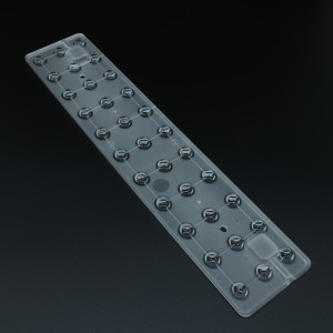 ALHB290D33LED60G, Групповая прямоугольная линза 33 светодиодов 2835/3030/5630,  эфф=93%,  60°, 290,1x   mm   H:8mm, PMMA