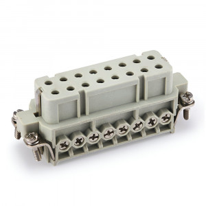 Розеточная контактная вставка HA-016-F, Розеточная контактная вставка, винтовая фиксация, 16 полюсов + PE, типоразмер 16A, 250V, 16A, сечение обслуживаемых проводников 0,75-2,5 мм кв, тип покрытия контактов: серебро