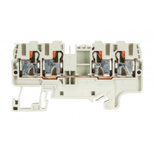 Проходная клемма WTP 2,5/4 D2/2, Проходная клемма, 4 точки подключения, тип фиксации провода: Push-in, номинальное сечение: 2,5/4 мм кв., 32A, 800V, ширина: 5 мм, цвет: серый, тип монтажа: DIN35