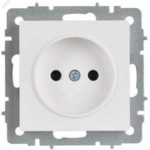 BRITE Розетка 1-местная без заземления с защитными шторками 10А РСш10-2-БрАБ арктический белый IEK BR-R13-10-K91