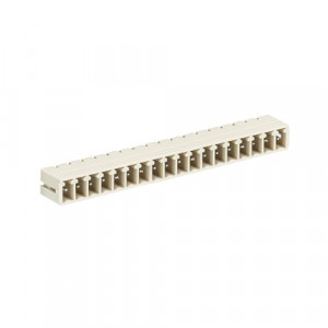 Вилочный разъем на плату 8813 S/18 W, Вилочный разъем, горизонтальный, на плату, шаг: 3.81 мм, 18 полюсов, фиксация на плате пайкой, исполнение: без маркировки, 250V, 8А, цвет: серый