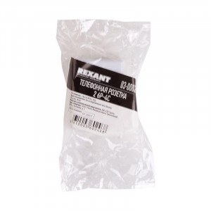 Розетка телефонная 2-м ОП RJ14 (6P4C) кат.3 бел. 03-0002