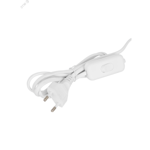 Шнур УШ-1КВ опрессованный с выкл. 2м 2х0,75мм2 белый WUP20-02-K01