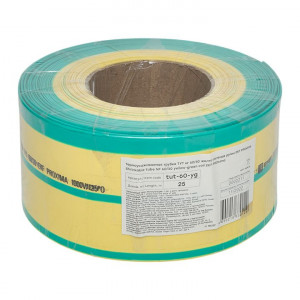 Термоусаживаемая трубка ТУТ нг 60/30 жел-зел рулон PROxima tut-60-yg