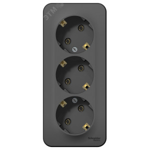 Розетка 3-м ОП Blanca 16А IP20 250В с заземл. без защ. шторок с изолир. пластиной антрацит SE BLNRA010316