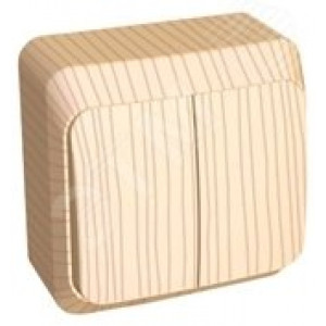 Выключатель 2-кл. ОП Этюд Дача 10А IP20 сосна SE BA10-002D