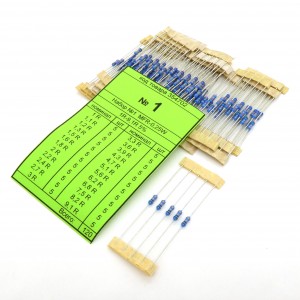 Набор резисторов №1 MFR-25J(F) 1-9.1, Набор выводных резисторов 0.25W, ряд Е24 ( по 5 шт.) номиналы 1-9,1 Ом, 5%(1%)