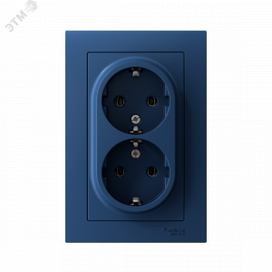 Розетка 2-м. AtlasDesign 16А с заземл. в сборе аквамарин SE ATN001124