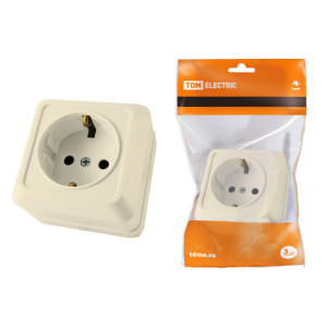 Розетка 2П+3 открытой установки IP20 16А 250В (керамика) сл. кость "Ладога" SQ1801-0211