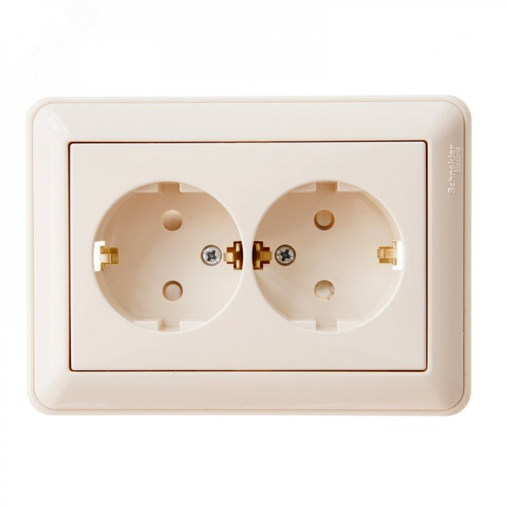 Изображение товара Розетка двойная Systeme Electric W59 16А IP20 с заземлением и шторками