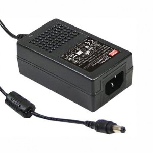 GST18A09-P1J, Адаптер настольный, AC-DC, 18Вт, вход 85...264B AC 47...63 Гц,, выход 9B/2A, изоляция 3000В AC, 93x54x36мм, -30...+70°С, сетевой разъём IEC320-C14, выходной разъем 11, диам. 5.5х2.1мм