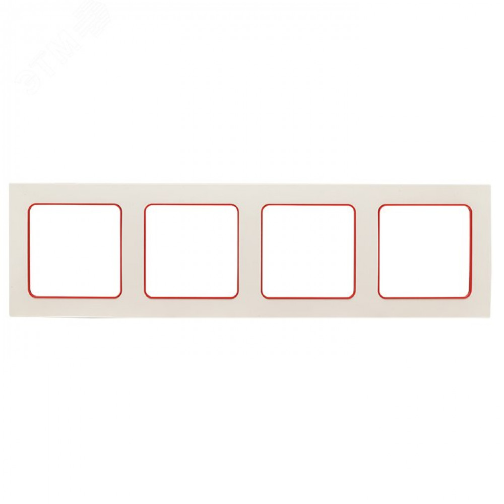 Изображение товара Стокгольм Рамка 4-местная белая с линией цвета красный PROxima EAM-G-305-10