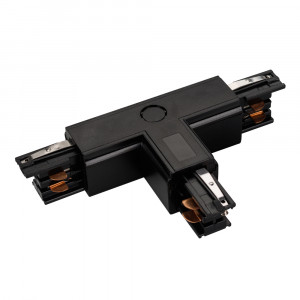 Коннектор тройной LGD-4TR-CON-EXT-R1-BK (C) 026148, T-образный коннектор для треков 4TR. Цвет черный.  Аналог XTS-37 Global Track Pro.  Направление соединений снаружи/справа. 166х99х33 мм с контактами, 99х66х33 мм без контактов. При использовании с треками и аксессуарами другой серии возможно отличие по цв