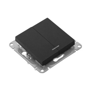 Механизм выключателя, двухклавишный, с подсветкой, ч-рный Эпика EKF UP1-SWB-24