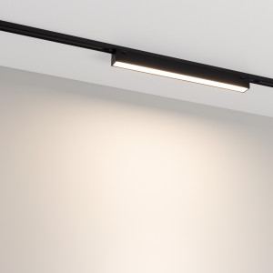 Светильник MAG-VIBE-FLAT-L293-12W Day4000 (BK, 100 deg, 48V) 044431, Светильник для магнитных треков MAG-VIBE. Мощность 12 Вт, св. поток 900 лм, 75 лм/Вт, дневной 4000 K, CRI>90, угол 100°, напряжение питания 48 В. Черный прямоугольный корпус из алюминия, экран поликарбонат, степень защиты IP20. Размер: длина 293 мм, ширин