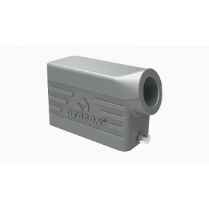 Крышка разъема D16B-SE-2g-M25, Крышка разъема на кабель, типоразмер 16B, без уплотнителя, 1 отверстие с резьбой для кабельных вводов M25x1,5, с боковым расположением, без защелки (упоры под одну защелку), материал корпуса: алюминиевый сплав