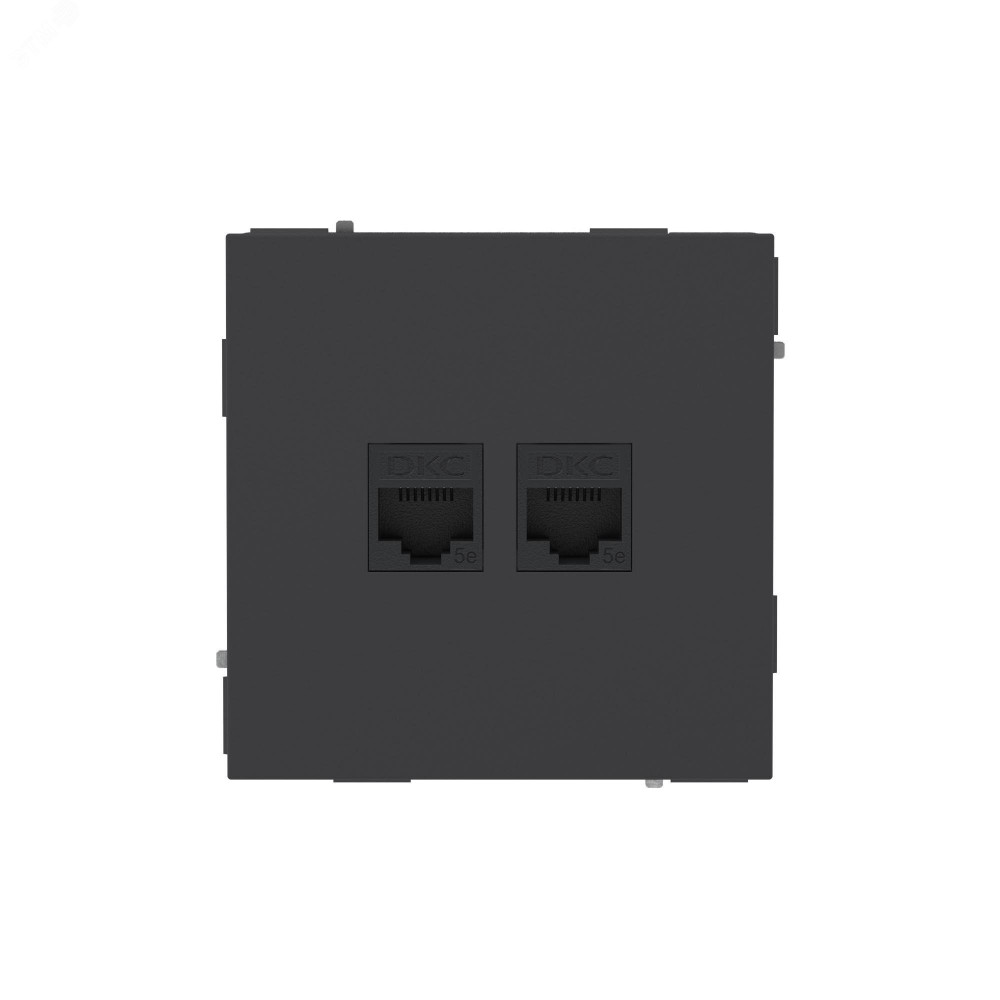 Изображение товара Компьютерная розетка RJ-45 без шторки, кат.5е двойная, KANT, черный уголь 7012664