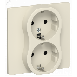 FLITE Розетка 2-местная с заземлением без защитных шторок безвинтовое крепление 16А в сборе РС12-1-К-ФлСл сливочный IEK FI-R21C-16-1-K86