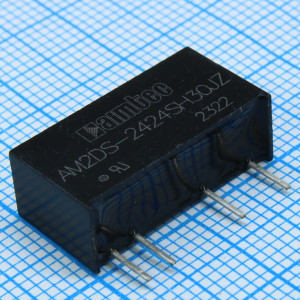 AM2DS-2424SH30JZ, DC/DC, 2Вт, вход 21.6…26.4В, выход 24В/0.008…0.083А, изоляция 3000В DC, КПД 86%, максимальная емкостная нагрузка не более 220мкФ, SIP7, 19.65x7.05x10.16мм, -40…105°C, пластик