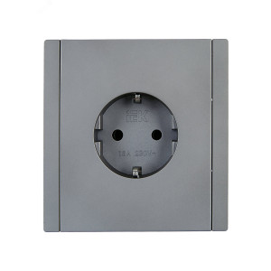 FORTE&PIANO Розетка 1-местная с заземлением с защитными шторками безвинтовое крепление 16А FP513 сталь IEK FP-R14-16-1-K46
